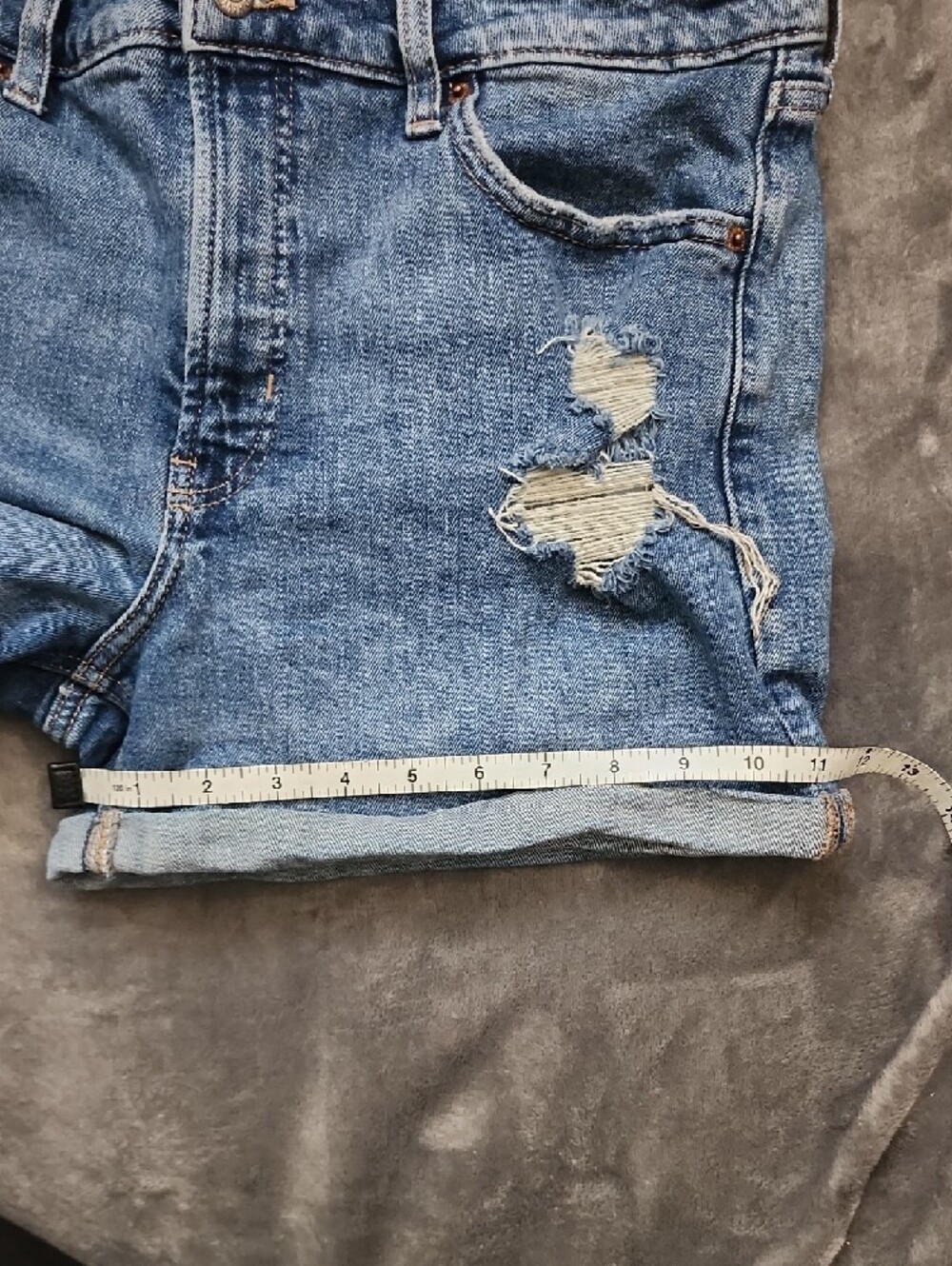 Old Navy Light Blue Distressed Rolled Cuff Denim Shorts - Picture 8 of 12